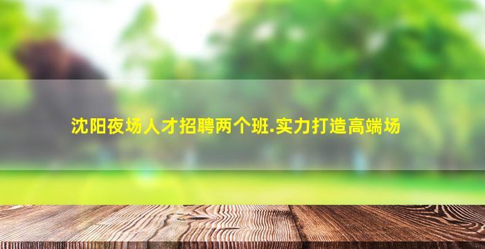 沈阳夜场人才招聘两个班.实力打造高端场